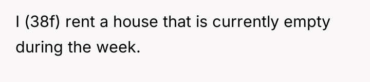 I (38f) rent a house that is currently empty during...