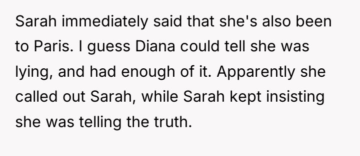 Sarah immediately said that she's also been to Paris. I...