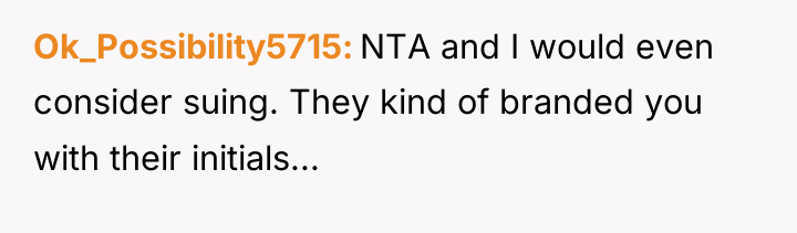Ok_Possibility5715 NTA and I would even consider suing. They kind...