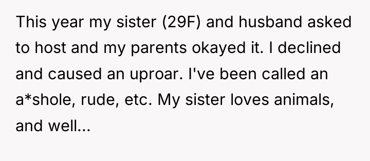 This year my sister (29F) and husband asked to host...