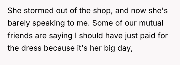 She stormed out of the shop, and now she's barely...