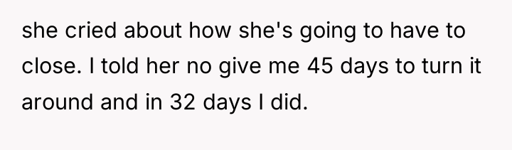she cried about how she's going to have to close....