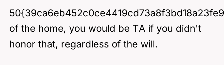 50{39ca6eb452c0ce4419cd73a8f3bd18a23fe95ab4febb092bc2ab1b542eeea82f} of the home, you would be TA if you...
