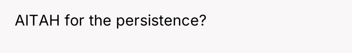 AITAH for the persistence?