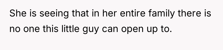 She is seeing that in her entire family there is...