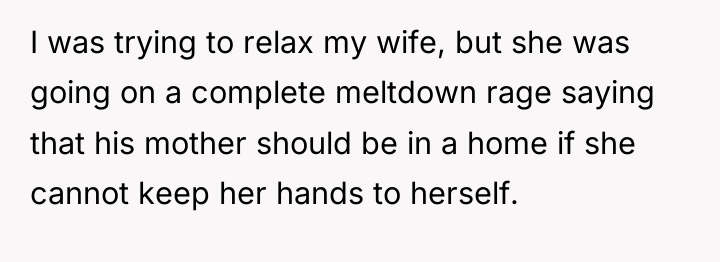 I was trying to relax my wife, but she was...