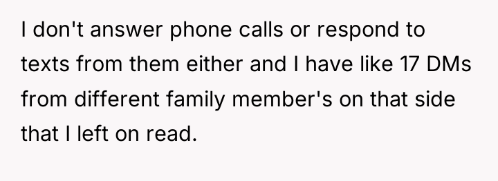 I don't answer phone calls or respond to texts from...