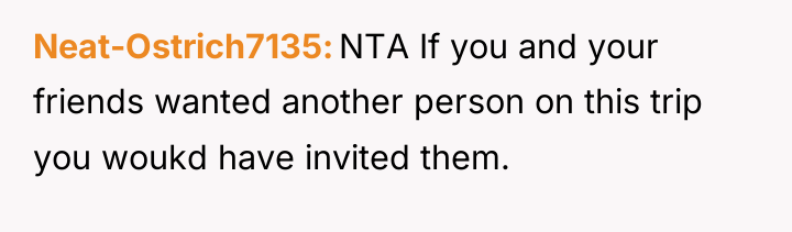 Neat-Ostrich7135 NTA If you and your friends wanted another person...