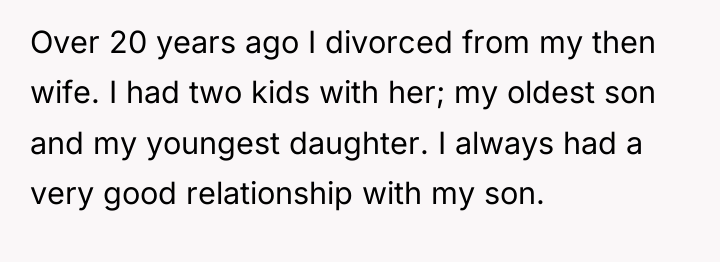 Over 20 years ago I divorced from my then wife....