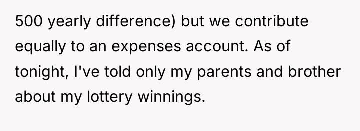 500 yearly difference) but we contribute equally to an expenses...