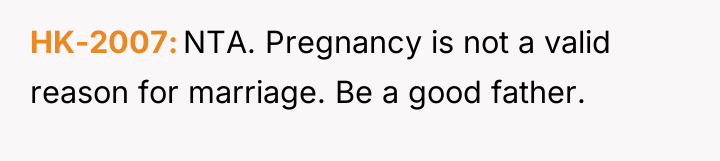 HK-2007 NTA. Pregnancy is not a valid reason for marriage....