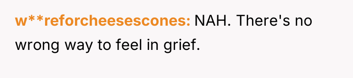 w**reforcheesescones NAH. There's no wrong way to feel in grief.