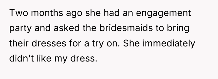Two months ago she had an engagement party and asked...