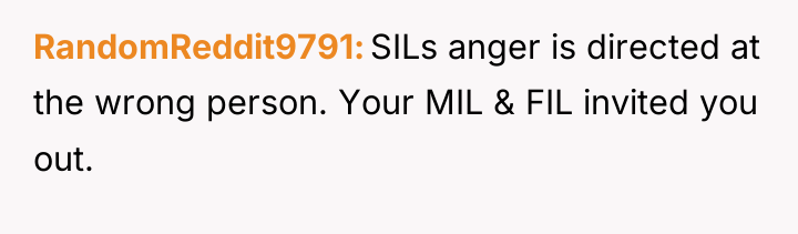 RandomReddit9791 SILs anger is directed at the wrong person. Your...