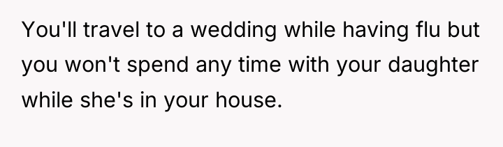 You'll travel to a wedding while having flu but you...
