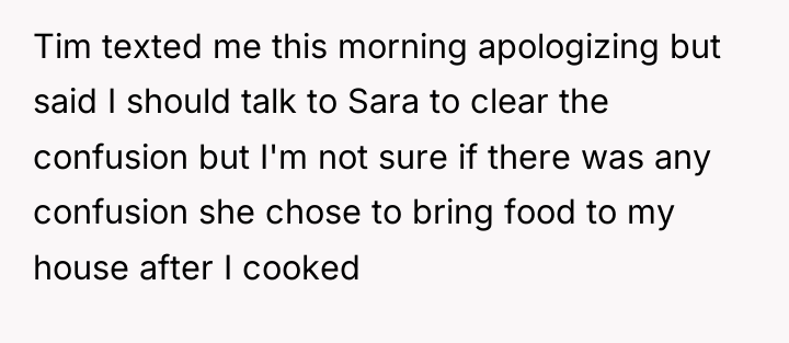 Tim texted me this morning apologizing but said I should...
