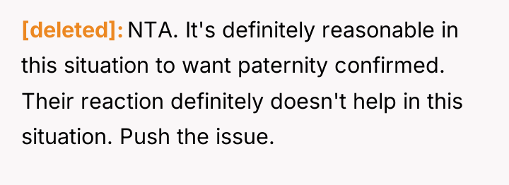 [deleted] NTA. It's definitely reasonable in this situation to want...