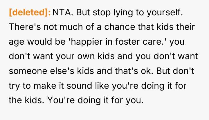 [deleted] NTA. But stop lying to yourself. There's not much...