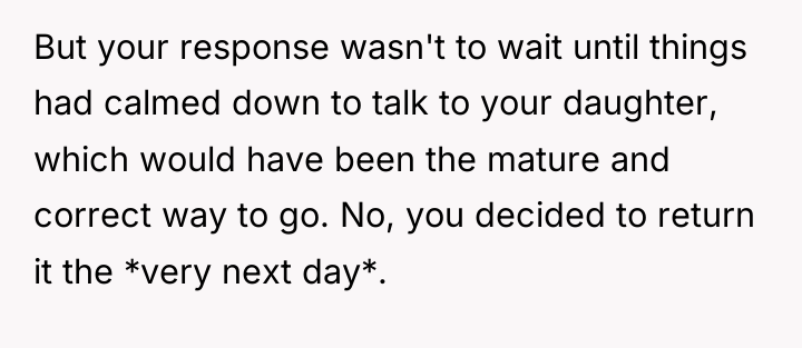 But your response wasn't to wait until things had calmed...