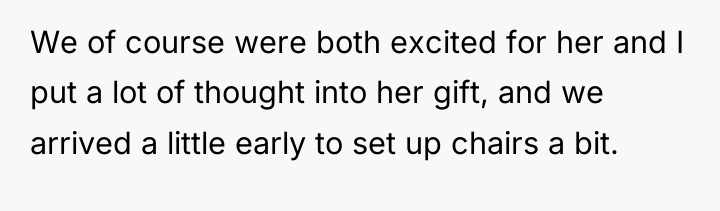 We of course were both excited for her and I...