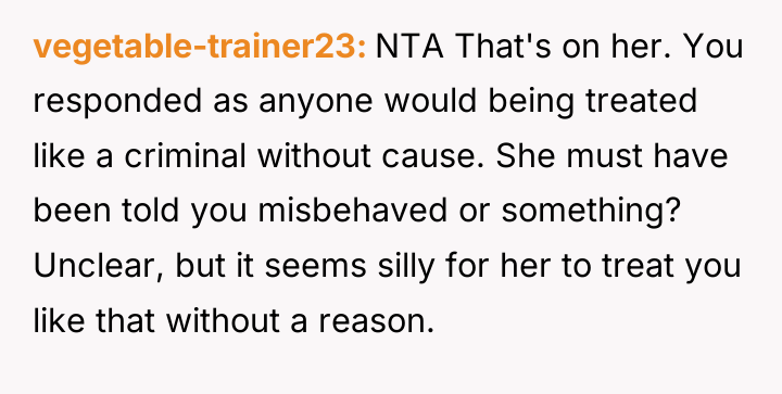 vegetable-trainer23 NTA That's on her. You responded as anyone would...