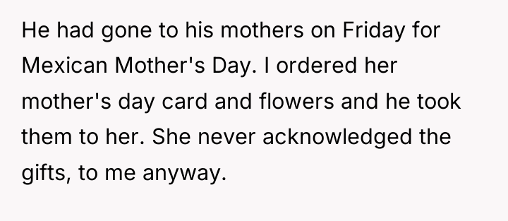 He had gone to his mothers on Friday for Mexican...