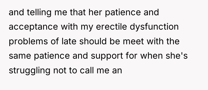and telling me that her patience and acceptance with my...