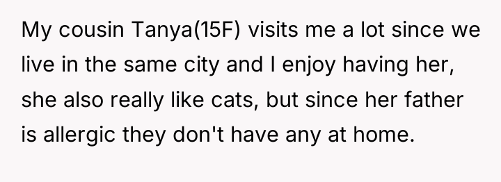 My cousin Tanya(15F) visits me a lot since we live...