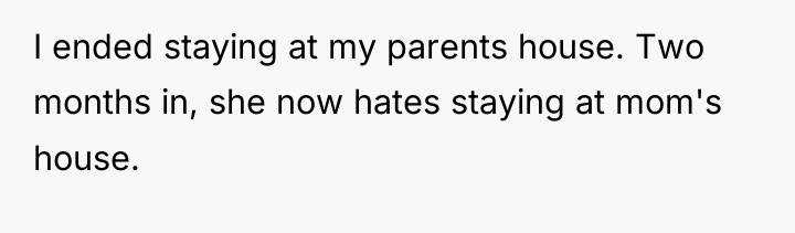 I ended staying at my parents house. Two months in,...