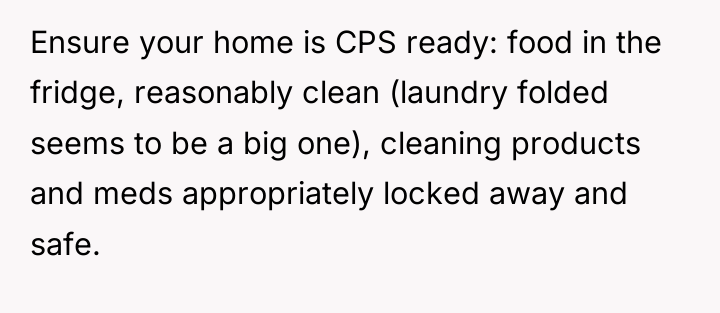 Ensure your home is CPS ready: food in the fridge,...