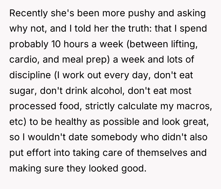 Recently she's been more pushy and asking why not, and...