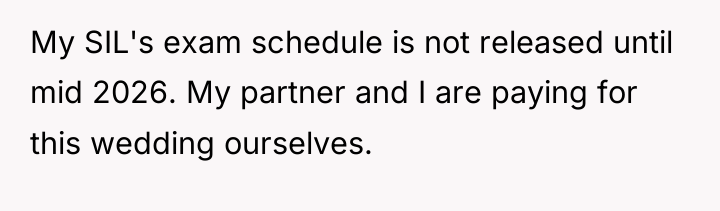 My SIL's exam schedule is not released until mid 2026....
