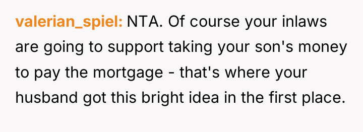 valerian_spiel NTA. Of course your inlaws are going to support...