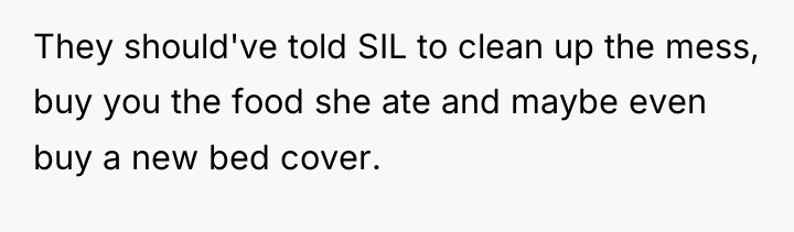 They should've told SIL to clean up the mess, buy...