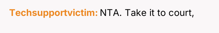 Techsupportvictim NTA. Take it to court,