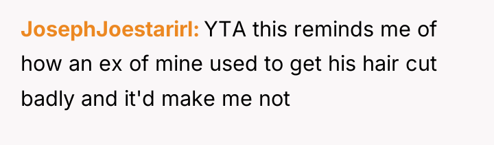 JosephJoestarirl YTA this reminds me of how an ex of...
