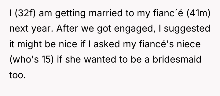 I (32f) am getting married to my fianc´é (41m) next...