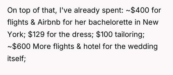 On top of that, I've already spent: ~$400 for flights...