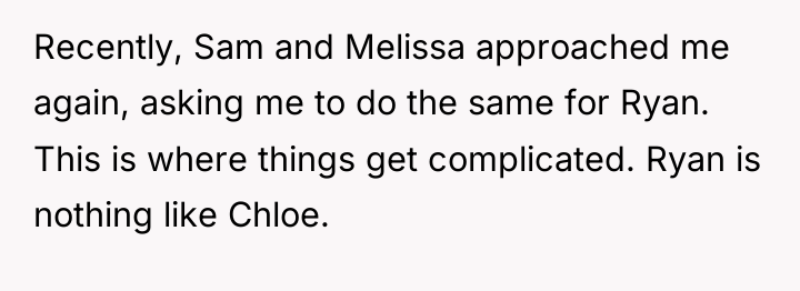 Recently, Sam and Melissa approached me again, asking me to...