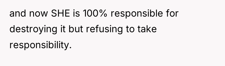 and now SHE is 100% responsible for destroying it but...