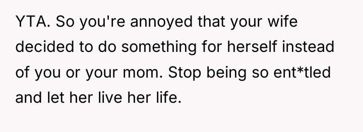 YTA. So you're annoyed that your wife decided to do...
