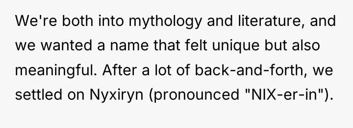 We're both into mythology and literature, and we wanted a...