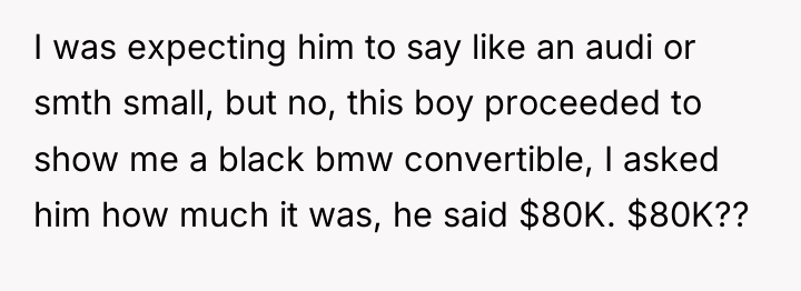 I was expecting him to say like an audi or...