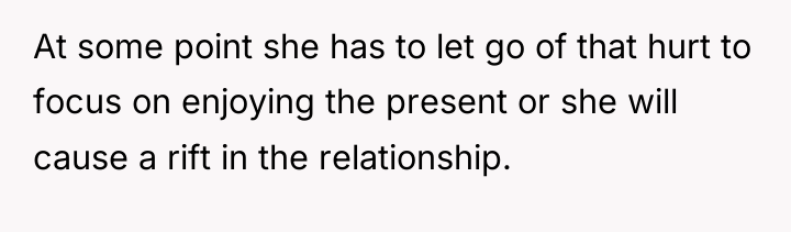At some point she has to let go of that...