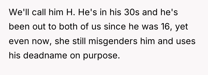 We'll call him H. He's in his 30s and he's...