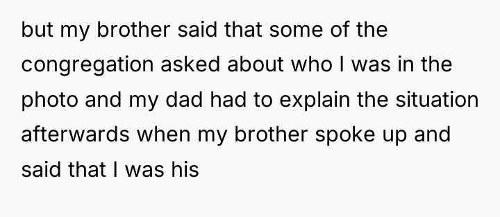 but my brother said that some of the congregation asked...
