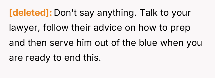 [deleted] Don't say anything. Talk to your lawyer, follow their...