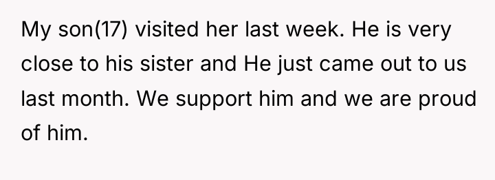 My son(17) visited her last week. He is very close...
