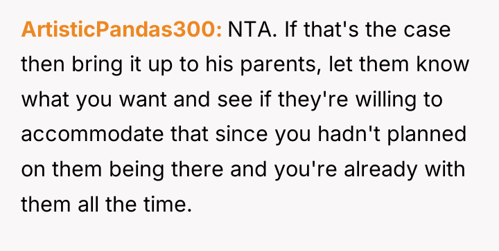 ArtisticPandas300 NTA. If that's the case then bring it up...