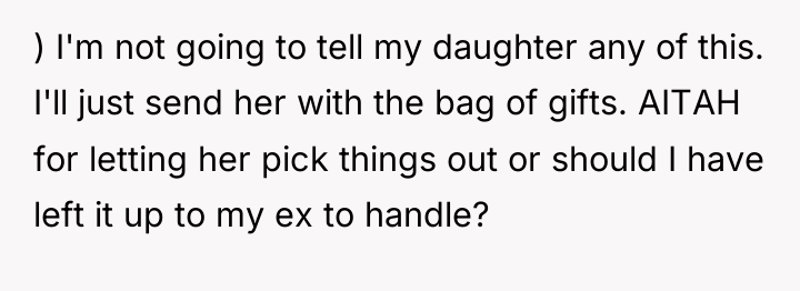 ) I'm not going to tell my daughter any of...